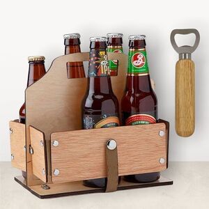 New Adventure is Out There Beer Caddy w/Bottle Opener - Light Brown